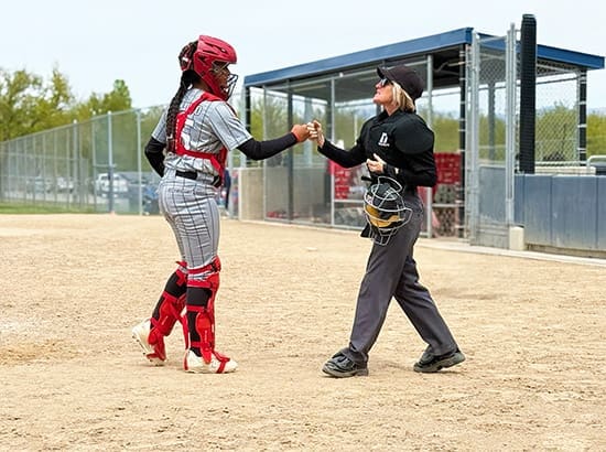 Umpire signaling a call